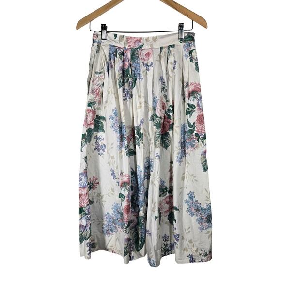 Vintage Sharon Young Cotton A Line Pleated Midi Skirt Western Cottage Country 6 - Picture 8 of 8